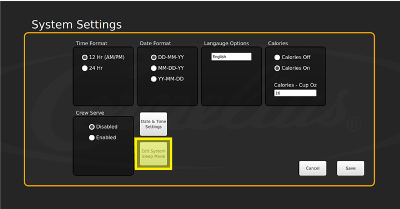 Select System Sleep Mode — step illustration