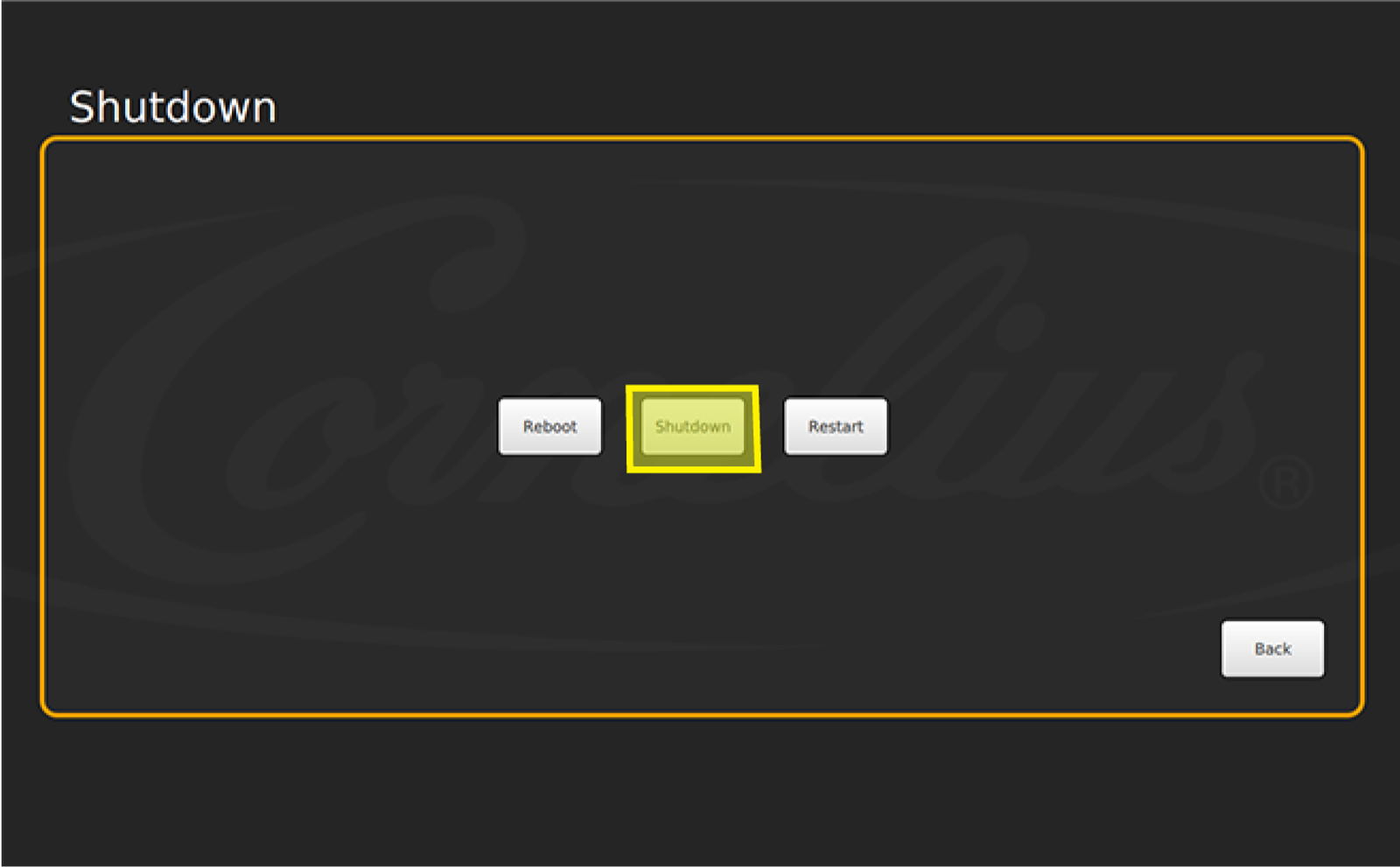 Screen Shutdown Method #1 — step illustration