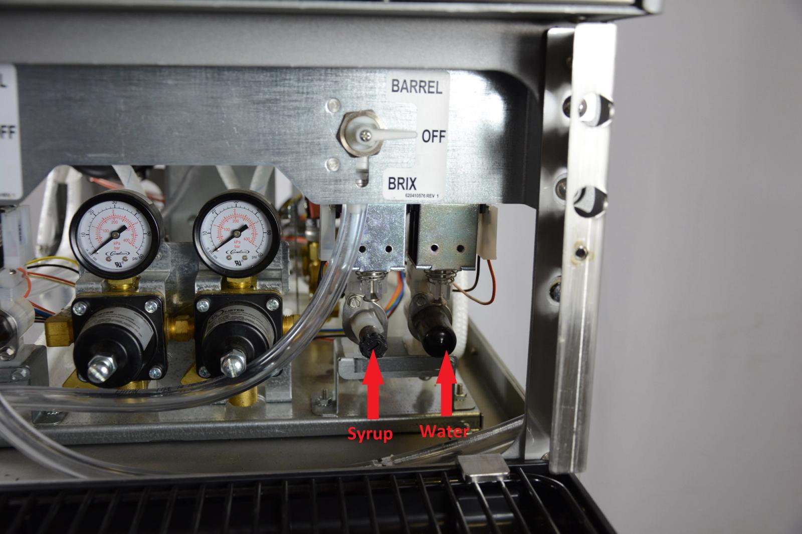 Water and Syrup Flow Controls — step illustration
